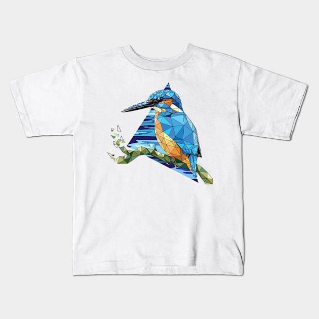 Low poly Kingfisher Kids T-Shirt by kataszep